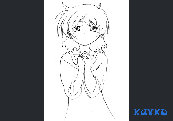 Shana ist auf Papier skizziert worden.
                                Die Skizze wurde noch nicht weiter überarbeitet, daher ist Sie in einem Rohzustand und es sind noch die Überreste vom Skizzieren in Form von schwarzen Flecken vorhanden.<br>
                                Später soll dieser Charakter in einen Manga Verwendung finden. Zusammen mit Zidan.